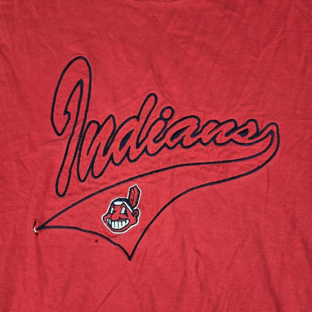 Vintage Cleveland Indians Cursive T-Shirt Sz XXL Lee Sport‎ Made In USA VTG Flaw